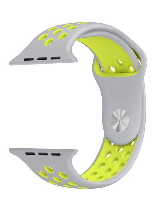NIBEMINENT Silicone Strap For Apple Watch Series 1/ 2/ 3 42 mm Grey/Green