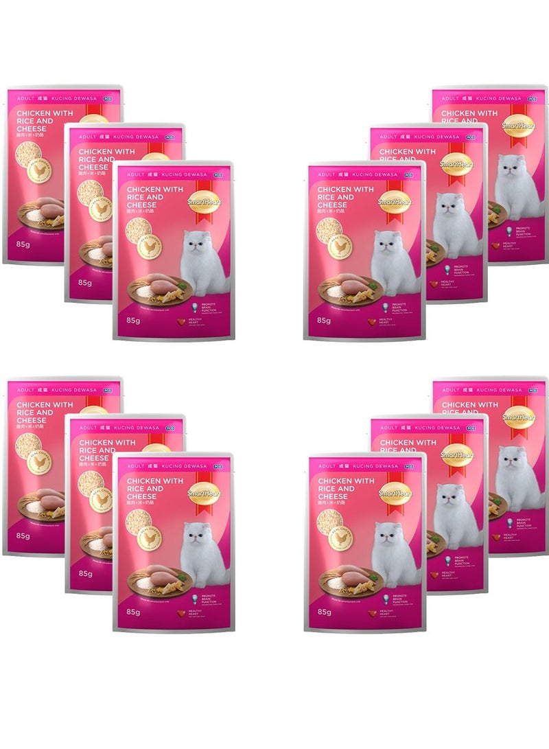 سمارت هارت طعام رطب للقطط البالغة - دجاج مع الأرز والجبن 85 جم × 12 - Image 2