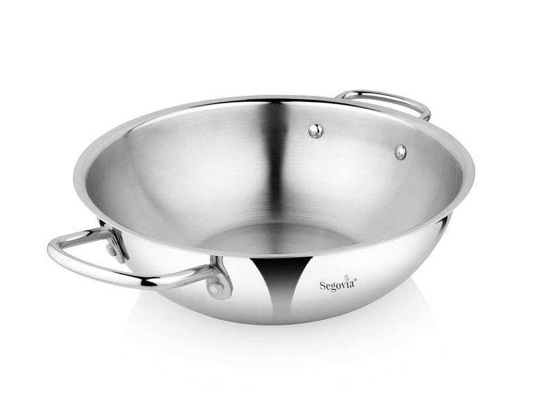 SEGOVIA Stainless Steel Heavy Gauge Induction-Friendly Kadai with Riveted Handle Durable and Versatile Cooking Solution for Your Kitchen (27cm Diameter, 3.2L Capacity) - Image 1
