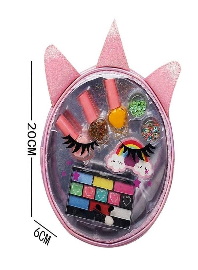 ONOTIC Unicorn Real Cosmetic Kids Makeup Kit with Sling Bag 2 in 1 for Girls Kids Play Washable Makeup Set Lip Gloss Nail Paint Nail Buffer Eye Shadow Palette with Brush for Girls - Image 5