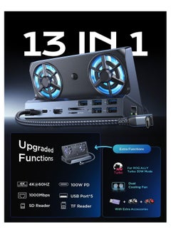 Lisen LISEN 10-IN-1 Docking Station for Steam Deck OLED&ROG Ally X&Legion Go, Dual Cooling Fan 5 USB Ports and 4K@60Hz, 100W Charging Port Support ROG Ally 30W Mode, Gigabit Ethernet Fit for Steam Deck OLED  - Image 4
