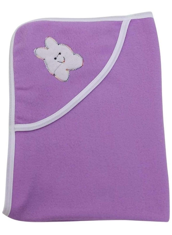 Brandonn Fleece Supersoft Hooded Blanket Cum Wrapper For Babies (Pink, Blue, Green And Purple) - Pack Of 4 - Image 4