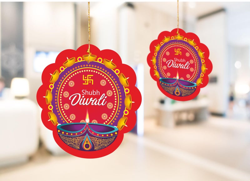 TOYXE Shubh Diwali Paper Ceiling Hanging Swastik Printed Decoration Set of 10 Pcs | Diwali Decoration Items for Offices, Home, Indoor or Outdoor Decor - Image 5