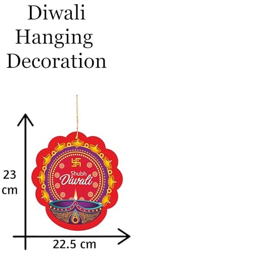 TOYXE Shubh Diwali Paper Ceiling Hanging Swastik Printed Decoration Set of 10 Pcs | Diwali Decoration Items for Offices, Home, Indoor or Outdoor Decor - Image 2