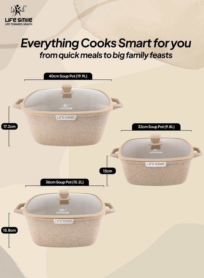 Life Smile Granite Nonstick Cookware Set with Lids — Induction Compatible Aluminum Pots, Scratch-Resistant, PFOA-Free - Image 5