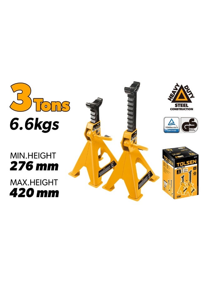 Tolsen Jack Stand Industrial 3 Ton 65483 Ratchet Style Vehicle Support Stand with Adjustable Height - Image 1