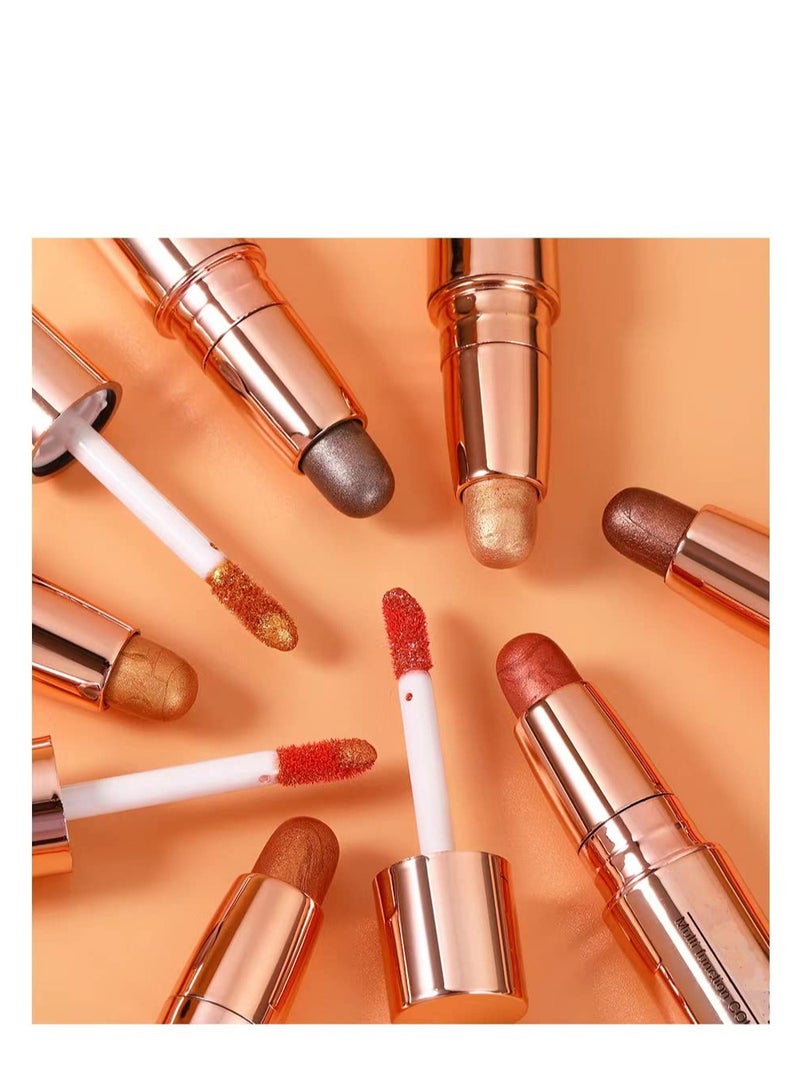 Eye Shadow Stick and Highlighter Makeup 2 in 1 Long Lasting 6 Colors Metallic Shimmer Cream Eyeshadow Stick & Highlighter Pencil Makeup Liquid Eye Shadow Pencils for Women (Pack of 6)