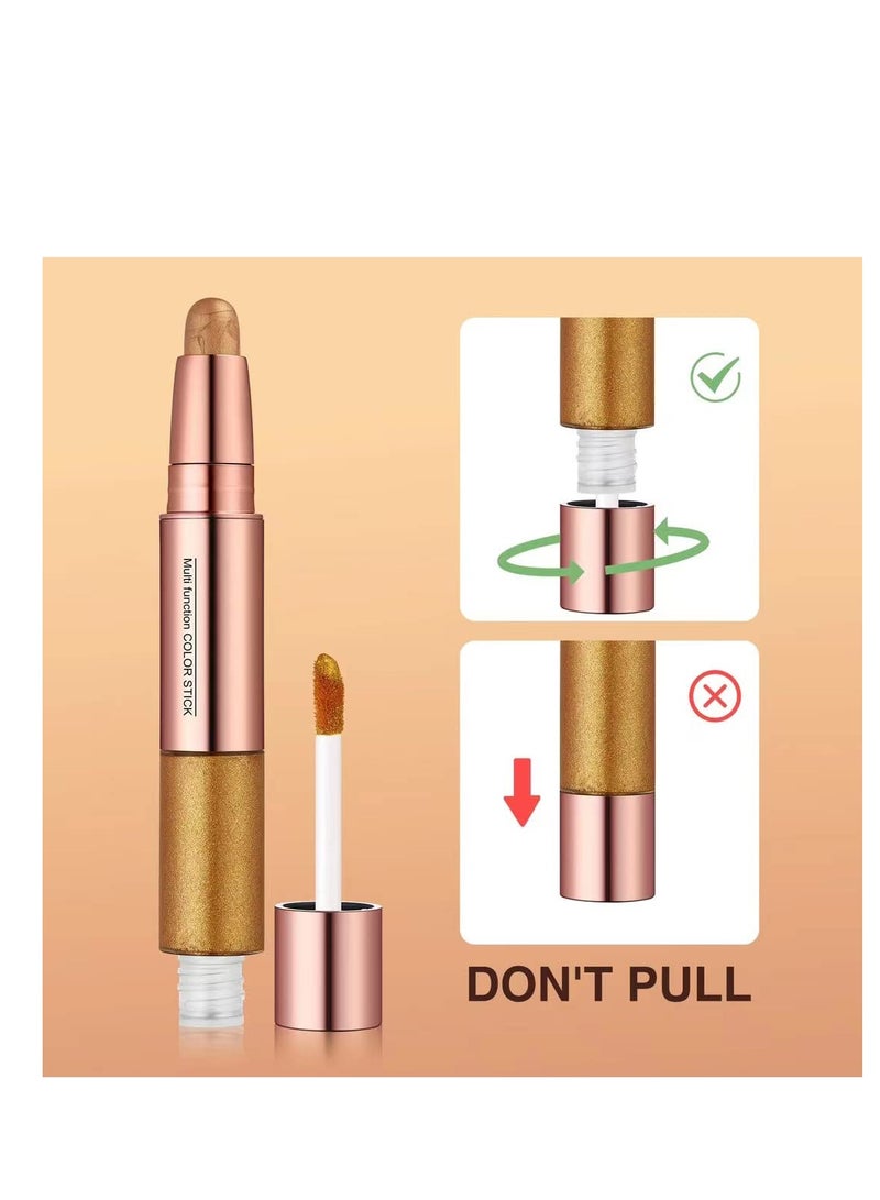 Eye Shadow Stick and Highlighter Makeup 2 in 1 Long Lasting 6 Colors Metallic Shimmer Cream Eyeshadow Stick & Highlighter Pencil Makeup Liquid Eye Shadow Pencils for Women (Pack of 6)