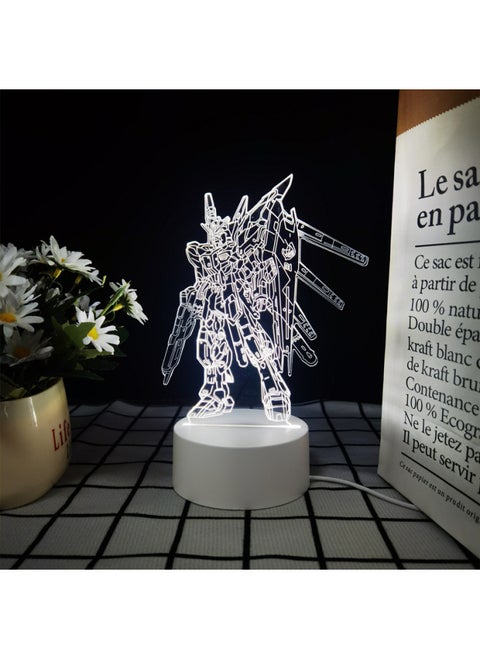 Robot Mobile Soldier Gundam Nightlight Bedroom Atmosphere Light Desktop Ornaments Cold Door Gizmos Birthday Gift-Color:Monochrome Warm White Light Without Switch Usb Socket-Specification:Manatee Gundam