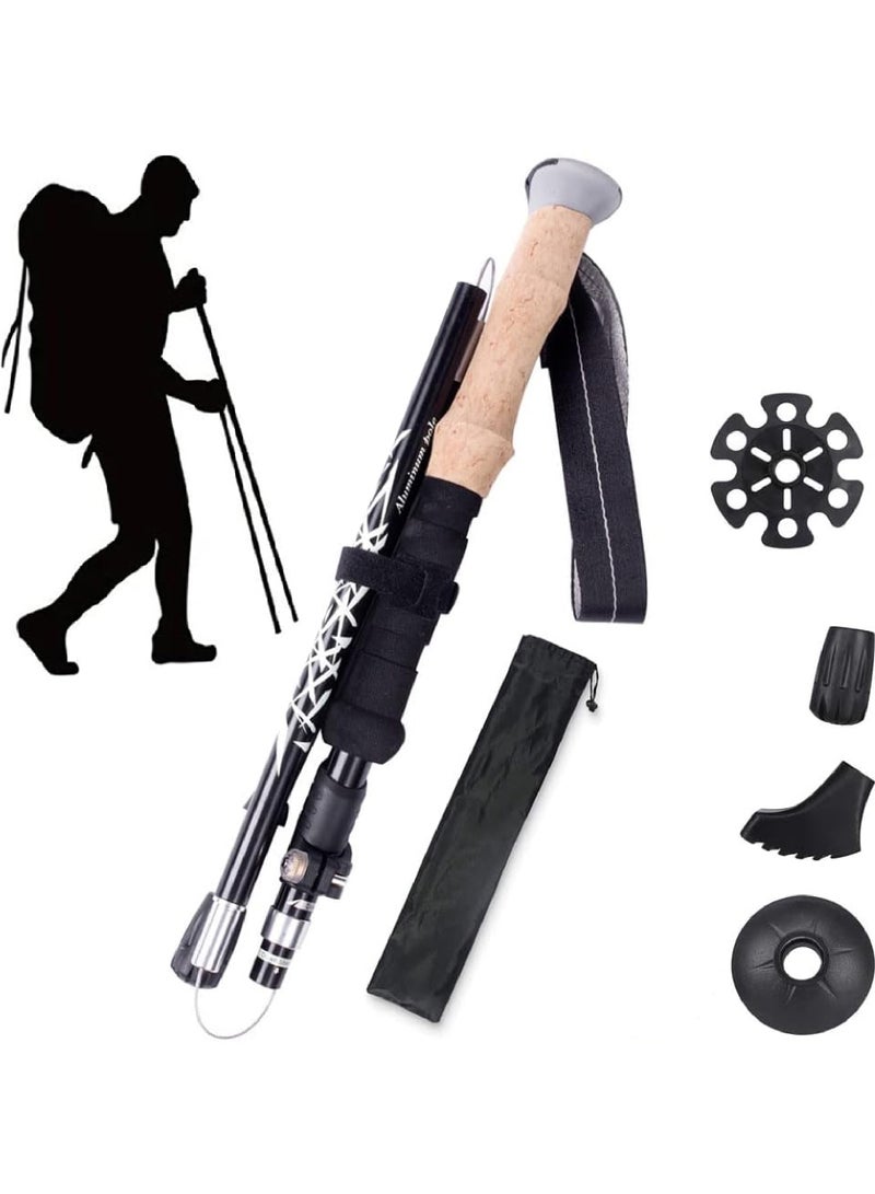 روك بو خفيفة الوزن للرحلات والمشي لمسافات طويلة، أقطاب مشي من الألومنيوم قابلة للتعديل أو عصا مع نظام قفل سريع للمشي لمسافات طويلة والتخييم في الهواء الطلق - Image 1