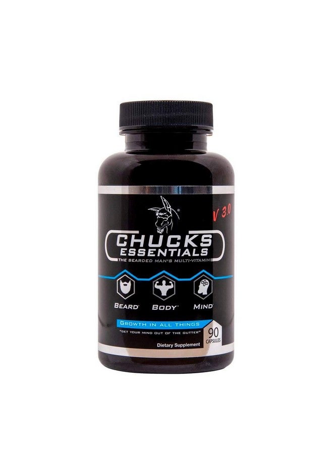 باداس بيرد كير Chucks Essentials - The Bearded Mans Multivitamin، لنمو اللحية بشكل أسرع، محملة بالفيتامينات والمعادن الأساسية لشعر صحي، أكثر كثافة، أقوى، وأسرع نموًا، 90 كبسولة - Image 1