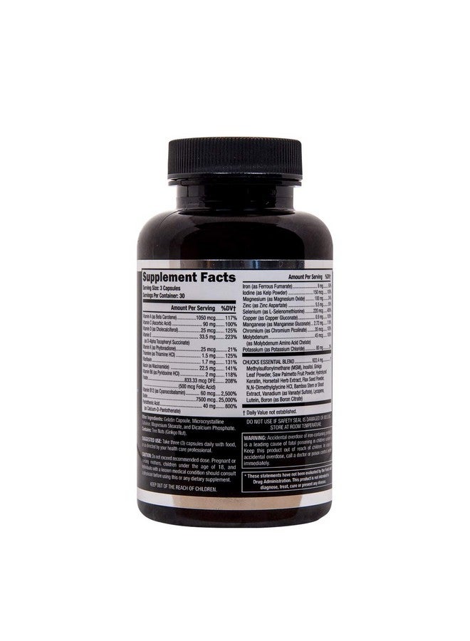 باداس بيرد كير Chucks Essentials - The Bearded Mans Multivitamin، لنمو اللحية بشكل أسرع، محملة بالفيتامينات والمعادن الأساسية لشعر صحي، أكثر كثافة، أقوى، وأسرع نموًا، 90 كبسولة - Image 2