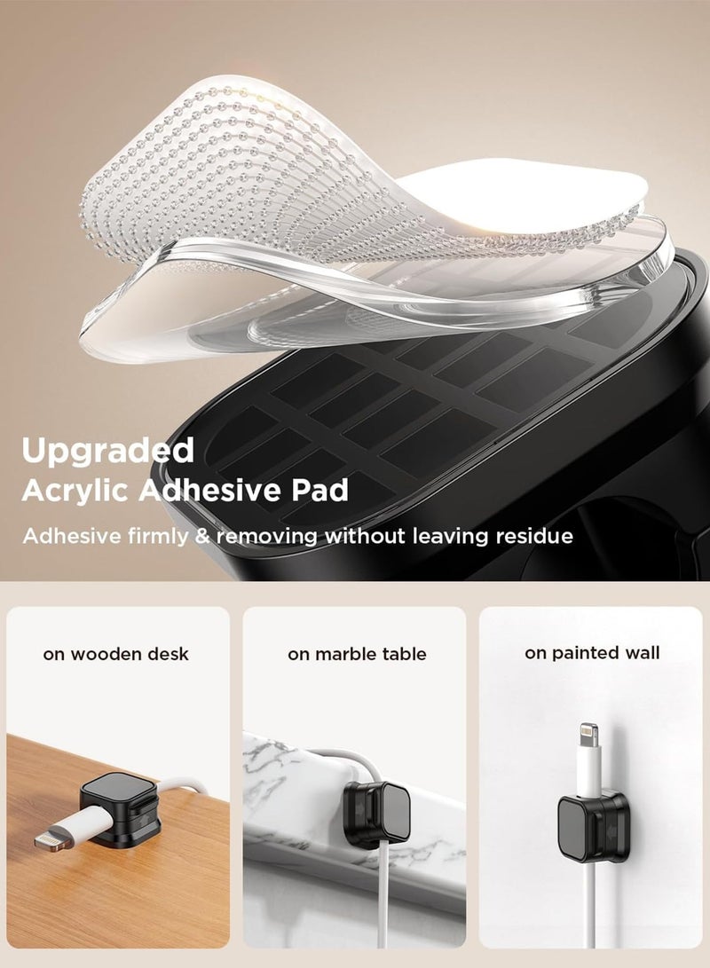 phomemo 12 Pack Magnetic Cable Clips, Smooth Adjustable Cord Holder, Under Desk Cable Management, Adhesive Wire Holder Keeper Organizer for Home Office Desk Phone Car Wall Desktop Nightstand (Black) - Image 5