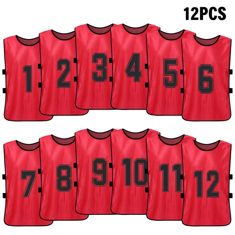 12PCS Kid's Football Pinnies Quick Drying Soccer Jerseys Youth Sports Scrimmage Basketball Team Training Numbered Bibs Practice Sports Vest - Image 1