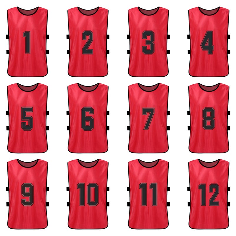 12PCS Kid's Football Pinnies Quick Drying Soccer Jerseys Youth Sports Scrimmage Basketball Team Training Numbered Bibs Practice Sports Vest - Image 3