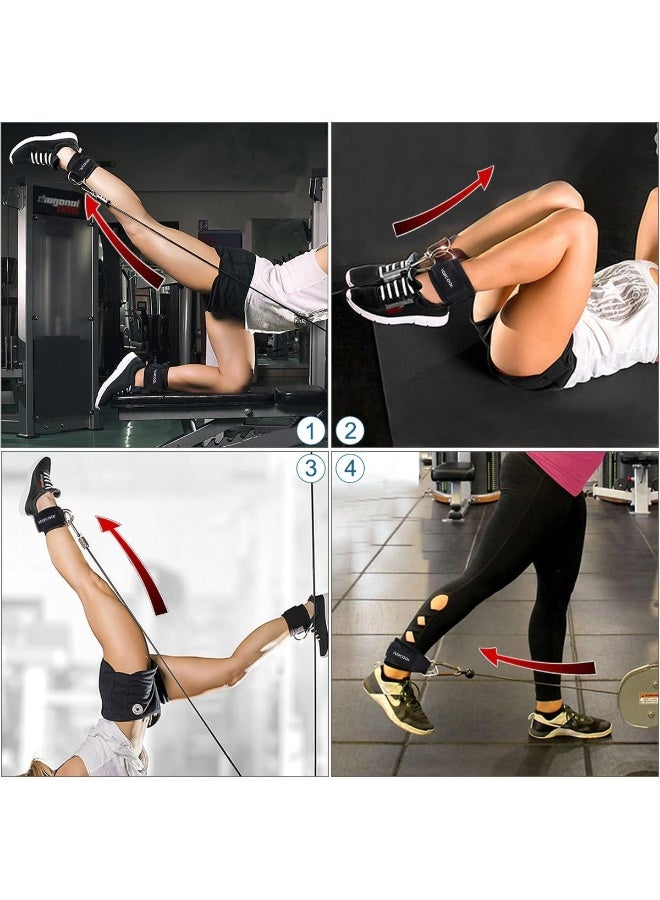 VORCOOL VORCOOL 2PCS Ankle Straps for Cable Machines Weightlifting Gym Workout Fitness Double D-Ring Neoprene Padded Ankle Cuffs for Legs, Abs and Glute Exercises Fits for Men & Women with Carry Bag  - Image 5