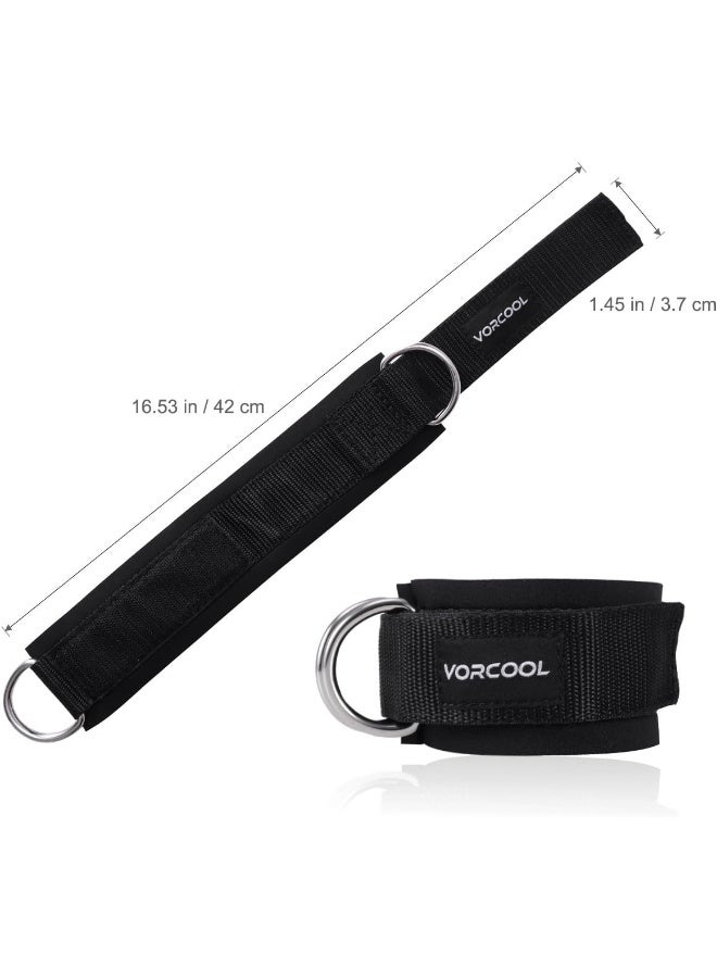 VORCOOL VORCOOL 2PCS Ankle Straps for Cable Machines Weightlifting Gym Workout Fitness Double D-Ring Neoprene Padded Ankle Cuffs for Legs, Abs and Glute Exercises Fits for Men & Women with Carry Bag  - Image 3