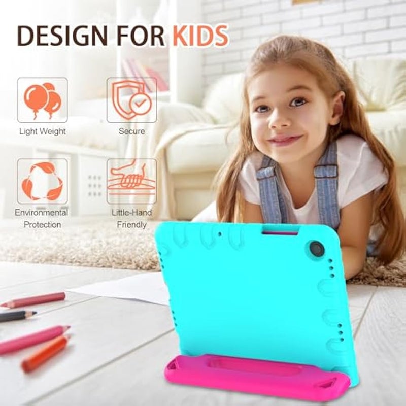 Shockproof Kids Case for Samsung Galaxy Tab A9+ Plus 11 inch with Built-in Screen Protector, Teal+Rose - Image 3