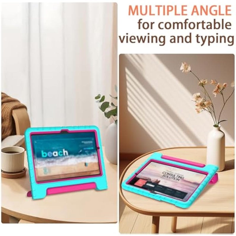 Shockproof Kids Case for Samsung Galaxy Tab A9+ Plus 11 inch with Built-in Screen Protector, Teal+Rose - Image 5