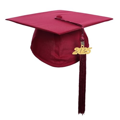 Newrara Graduation Unisex Matte Adult Graduation Cap with Tassel (Maroon) - Image 2