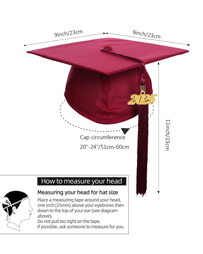 Newrara Graduation Unisex Matte Adult Graduation Cap with Tassel (Maroon) - Image 4