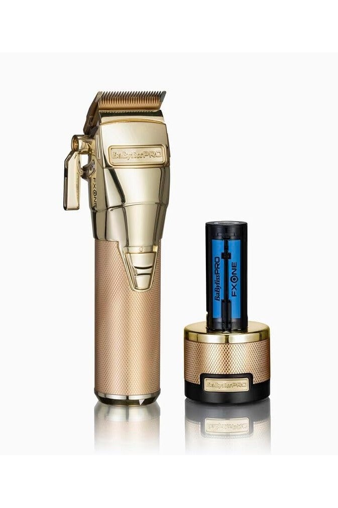 BabylissPRO FXONE All-Metal Cordless Clipper | Gold MIM Fade Blade | Interchangeable Lithium Battery | N1 Digital Motor | 6800 RPM | 2.5 Hr Runtime | 8 Combs | Ergonomic Grip | FX899GE - Image 1