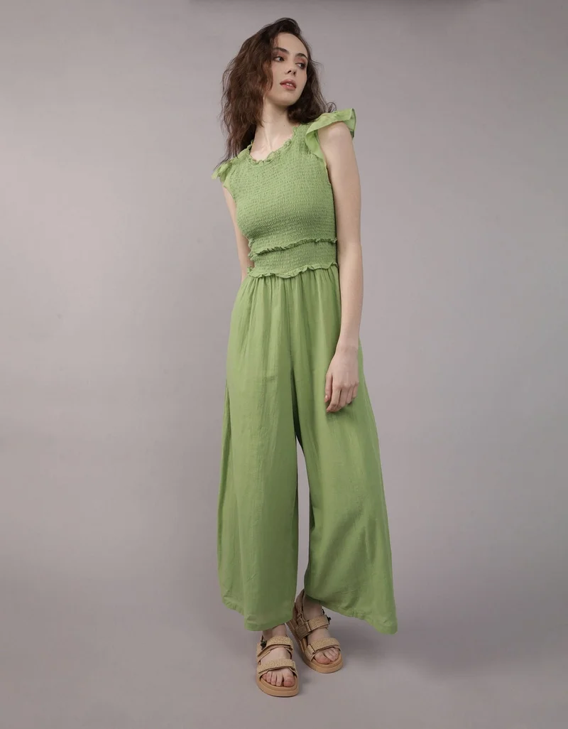 AE Ruffle Sleeve Smocked Jumpsuit