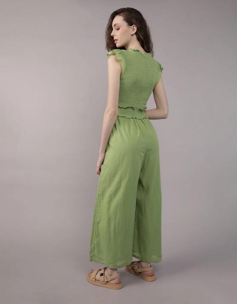 American Eagle AE Ruffle Sleeve Smocked Jumpsuit