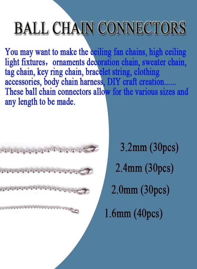 KINGOU 80pcs Stainless Steel Ball Chain Connector Clasps Fits for 1.6/2.0/2.4/3.2mm Beaded Ball Chain … - Image 4