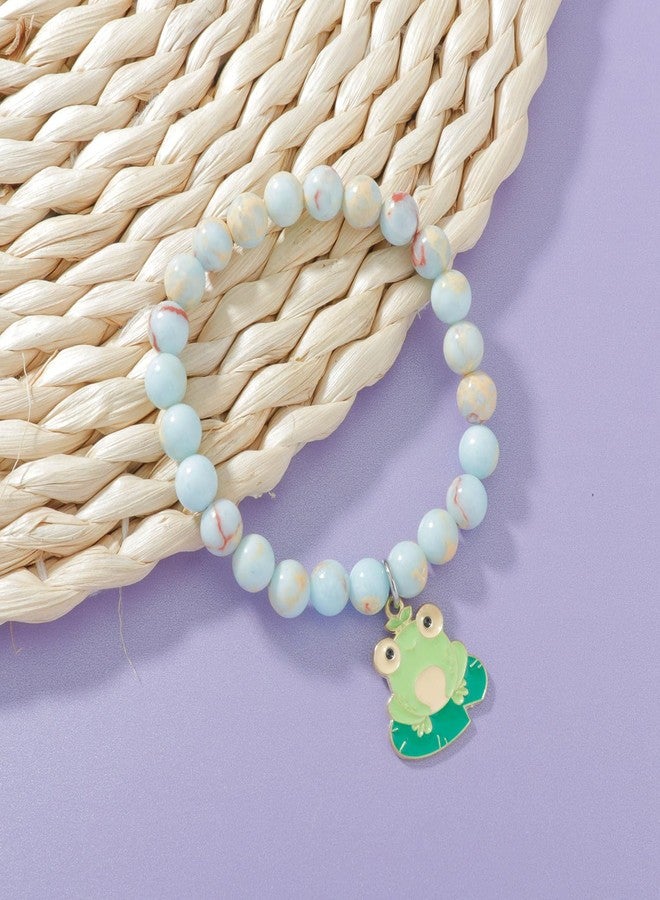 MollyQueen Frog Bracelet - Frog Lovers Gift - Blue Frog Gifts - Amethyst Bead Strand Bracelet with Lobster Claw Clasp - Image 4
