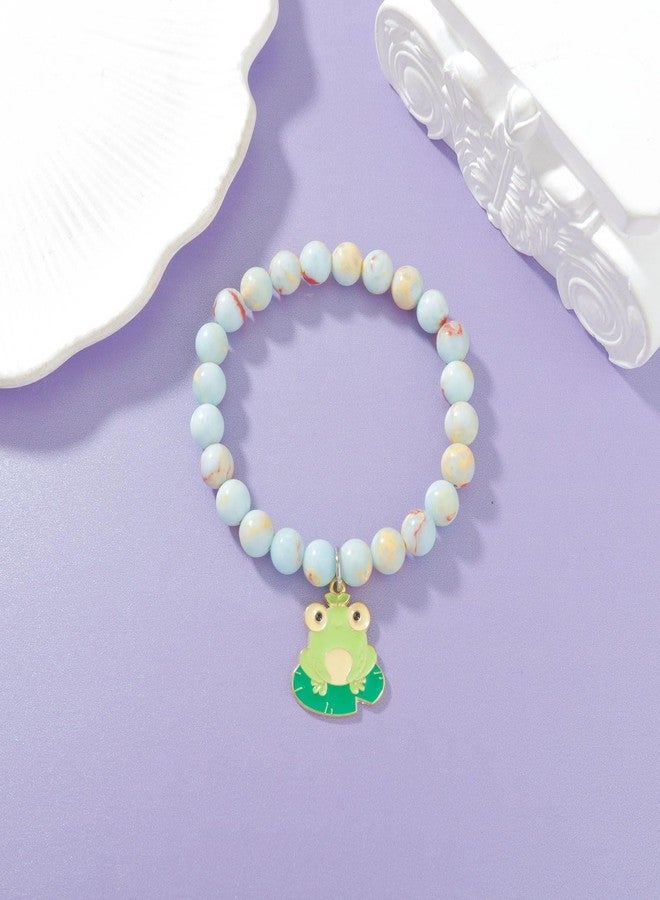 MollyQueen Frog Bracelet - Frog Lovers Gift - Blue Frog Gifts - Amethyst Bead Strand Bracelet with Lobster Claw Clasp - Image 3