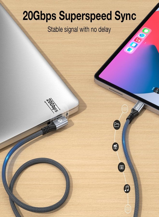 UseBean USB C Right Angle Cable 240W 1ft, 12 inch Short USB C 3.2 Gen 2X2 20Gbps Data Cable 4K Video Monitor Cord, PD 3.1 Type C Fast Charging Cord for iPhone 16 Pro Max Plus, MacBook, iPad, Galaxy S25 - Image 3