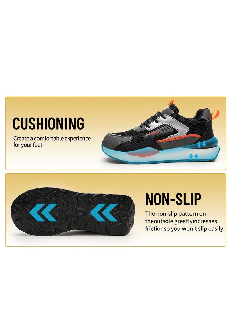 Safety Shoes for Men & Women - Breathable Flying Woven, Anti-Smash, Lightweight PU Sole Sporty Work Shoes