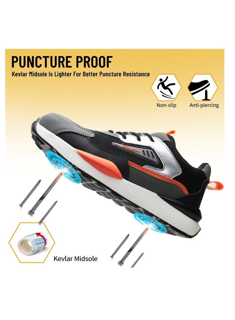 SLIMTA Safety Shoes for Men & Women - Breathable Flying Woven, Anti-Smash, Lightweight PU Sole Sporty Work Shoes - Image 3