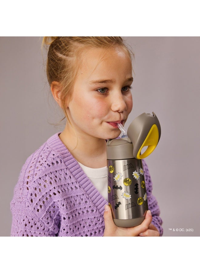 B.Box Insulated Drink Bottle with Straw | Stainless Steel Water Bottle for Babies & Kids 12+ Months | Push Button Lid | BPA-Free | Keeps Drinks Cold or Warm | 350ml (12 fl oz)-Batman - Image 5
