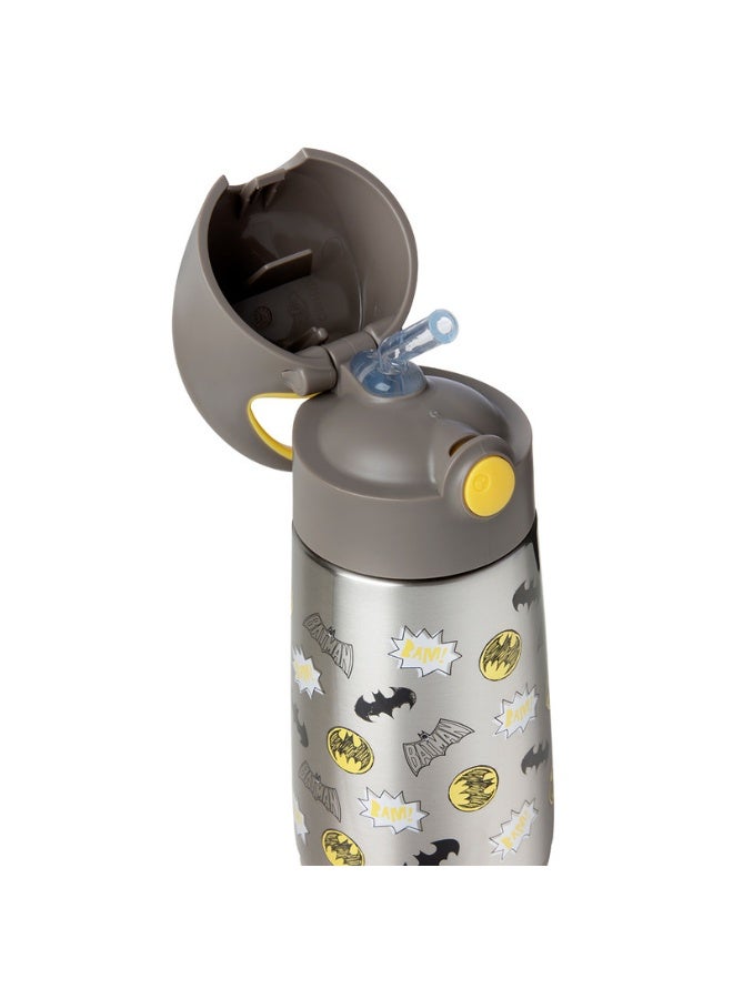 B.Box Insulated Drink Bottle with Straw | Stainless Steel Water Bottle for Babies & Kids 12+ Months | Push Button Lid | BPA-Free | Keeps Drinks Cold or Warm | 350ml (12 fl oz)-Batman - Image 4