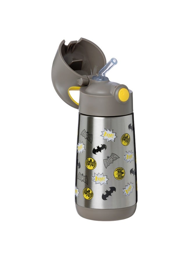 B.Box Insulated Drink Bottle with Straw | Stainless Steel Water Bottle for Babies & Kids 12+ Months | Push Button Lid | BPA-Free | Keeps Drinks Cold or Warm | 350ml (12 fl oz)-Batman - Image 2