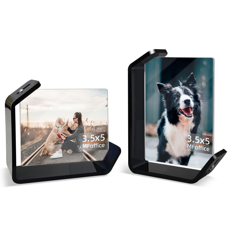 MFoffice 3.5x5 Picture Frame, 2 Pack Small Photo Frame, Color Double-Sided Tabletop Stands with Horizontal and Vertical Display Options for Modern Home Office Decor, Black - Image 1