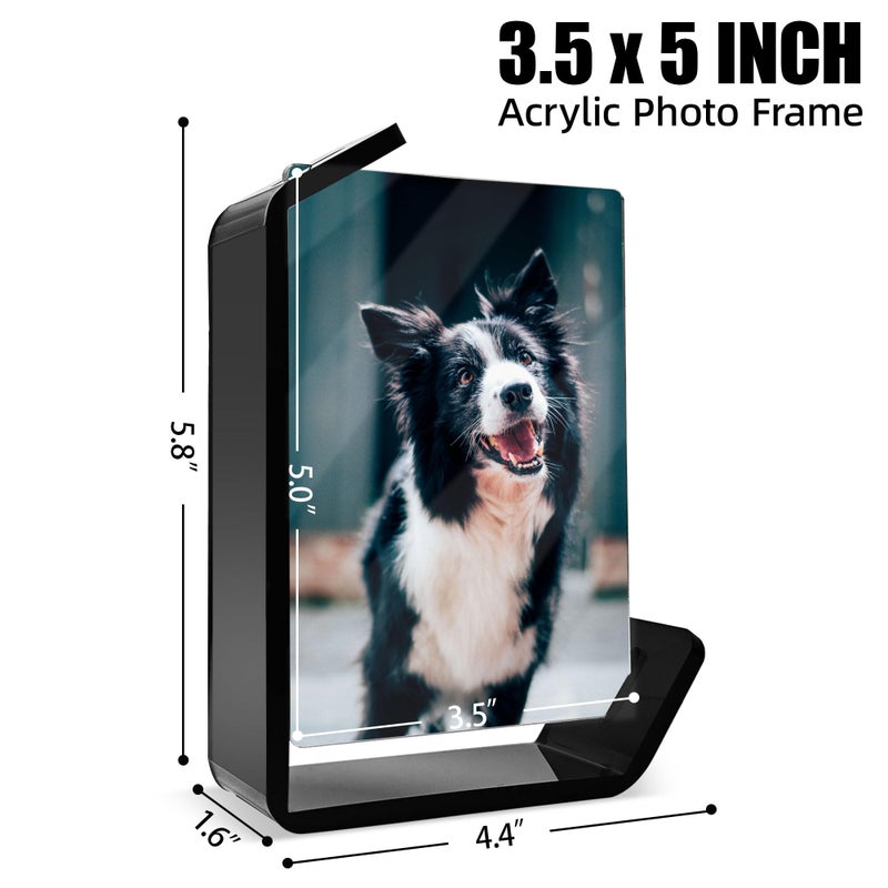 MFoffice 3.5x5 Picture Frame, 2 Pack Small Photo Frame, Color Double-Sided Tabletop Stands with Horizontal and Vertical Display Options for Modern Home Office Decor, Black - Image 2