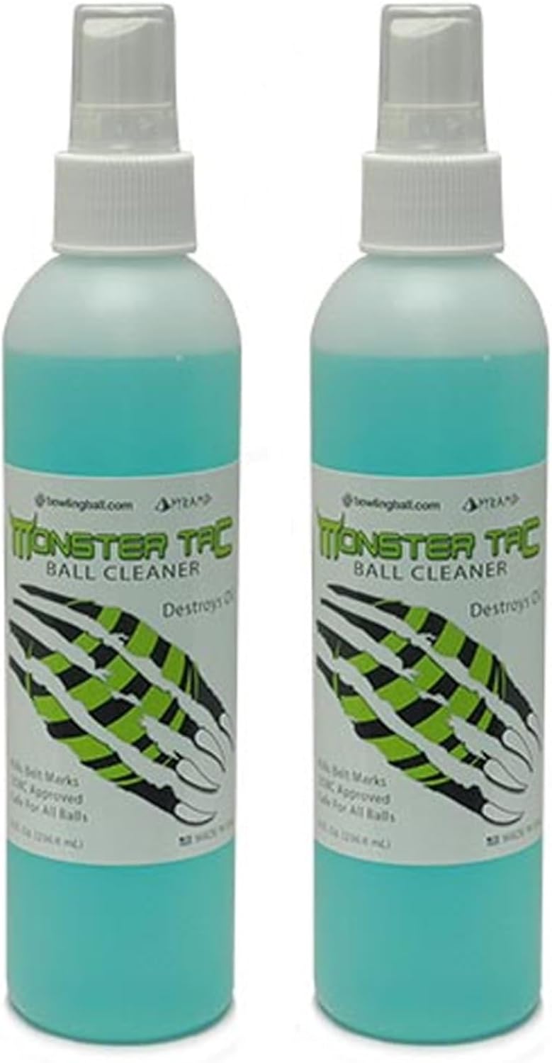 منظف كرات البولينغ Monster Tac من bowlingball.com - يستعيد اللصق والانحناء، يزيل الزيت، والخدوش، وعلامات الحزام من الكرات التفاعلية واليوريثان - معتمد من USBC - 4 أونصات، 8 أونصات، 32 أونصة