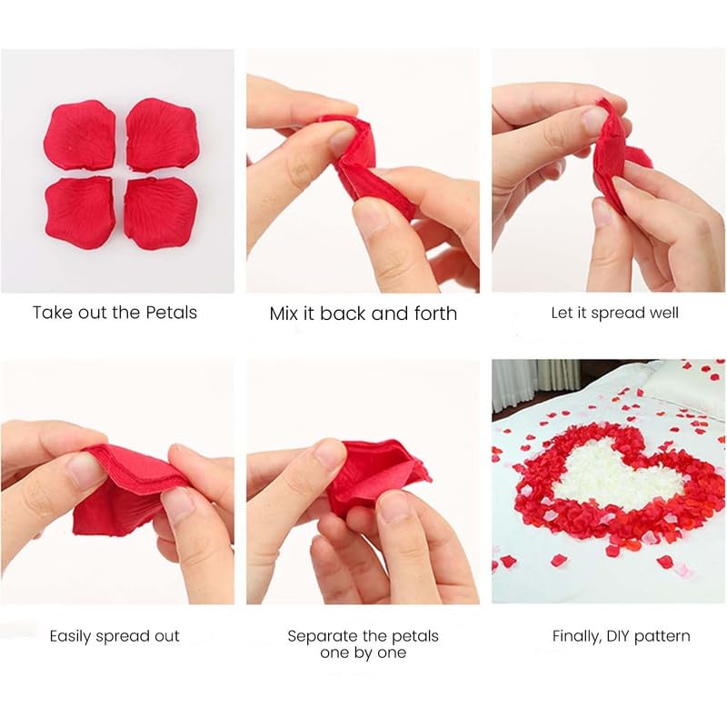 Go Hooked Valentine’s Day Décor Set with 2000 Artificial Rose Petals & 5 Pcs Heart Foil Baloon | Perfect for Proposals, Anniversaries, Candlelight Dinners, Gifting, Husband, Wife - Image 5