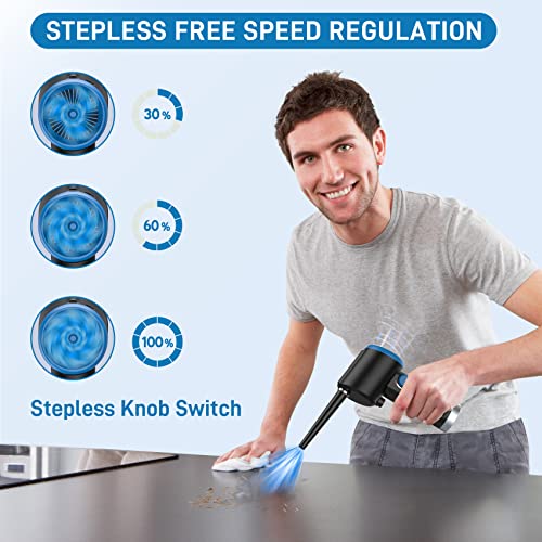 ATEngeus Compressed Air Duster, Electric Air Duster, Cordless Air Duster for Computer, Stepless Speed, Keyboard Cleaner, Replace Canned Air, Brushless Motor, 6000mAh - Image 4