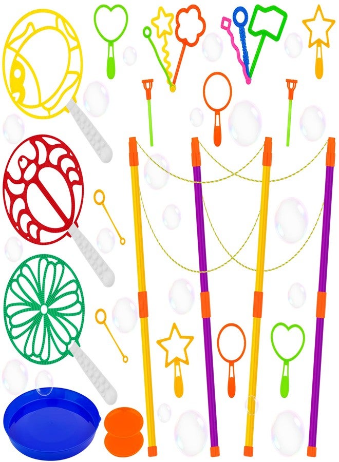 iShyan Big Bubble Wands Set,6 PCS Large Bubbles Maker Wand Set with Tray,Bubble Making Toys for Kids Summer Outdoor Birthday Party Favors - Image 1