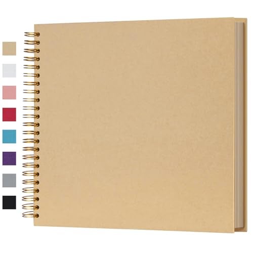 potricher 12 x 12 Inch Large DIY Scrapbook Photo Album 80 Pages Thick Kraft Blank Yellow Paper Memory Book for Wedding and Anniversary Family (Yellow, 12 Inch) - Image 1