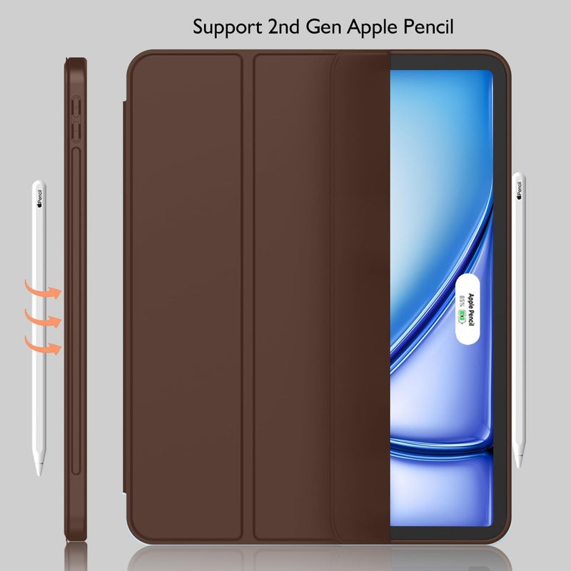 iMieet iPad Air 11 Inch Case M3(2025) / M2 (2024), iPad Air 5th/4th Generation Case 2022/2020 10.9 Inch with Pencil Holder,Trifold Stand Smart Case with Soft TPU Back(Chocolate) - Image 2