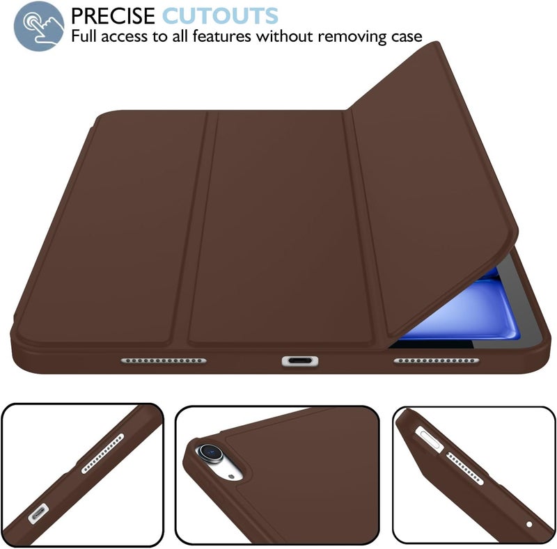 iMieet iPad Air 11 Inch Case M3(2025) / M2 (2024), iPad Air 5th/4th Generation Case 2022/2020 10.9 Inch with Pencil Holder,Trifold Stand Smart Case with Soft TPU Back(Chocolate) - Image 4