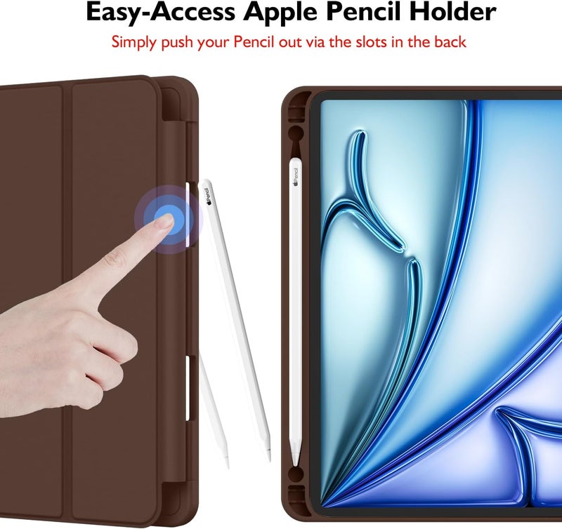 iMieet iPad Air 11 Inch Case M3(2025) / M2 (2024), iPad Air 5th/4th Generation Case 2022/2020 10.9 Inch with Pencil Holder,Trifold Stand Smart Case with Soft TPU Back(Chocolate) - Image 3