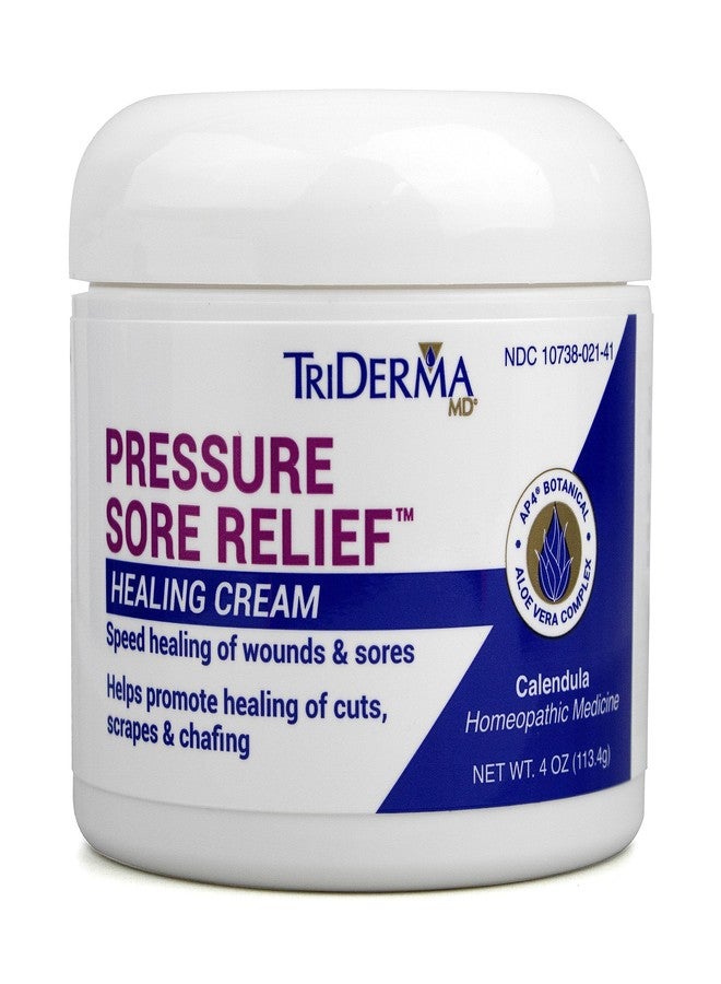 TriDerma كريم شفاء لتخفيف قرح الضغط من TriDerma MD لعلاج قرح الفراش، والقرحات، وقرح الضغط، وشفاء الجروح، والجلد المتشقق، والقرحات التي يصعب شفاؤها مع الكالندولا وAP4 الألوة، 4 أونصة في جرة - Image 1