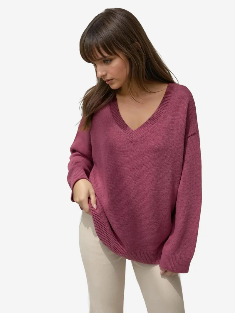 HICCUP Thick Knit V-neck Sweater