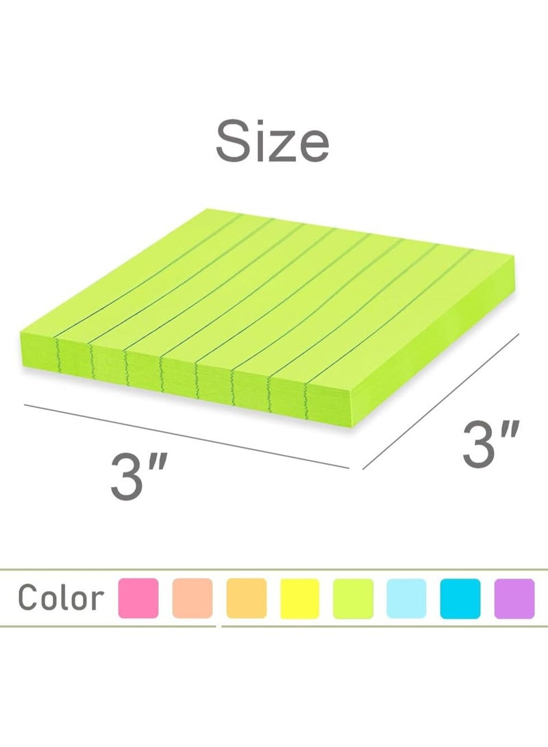 نيمبوت ورق ملاحظات لاصق مسطر مقاس 3 × 3 انش، ورق ملاحظات ملون فائق اللصق، 45 ورقة/لوحة، 8 وسادات في العبوة - Image 3